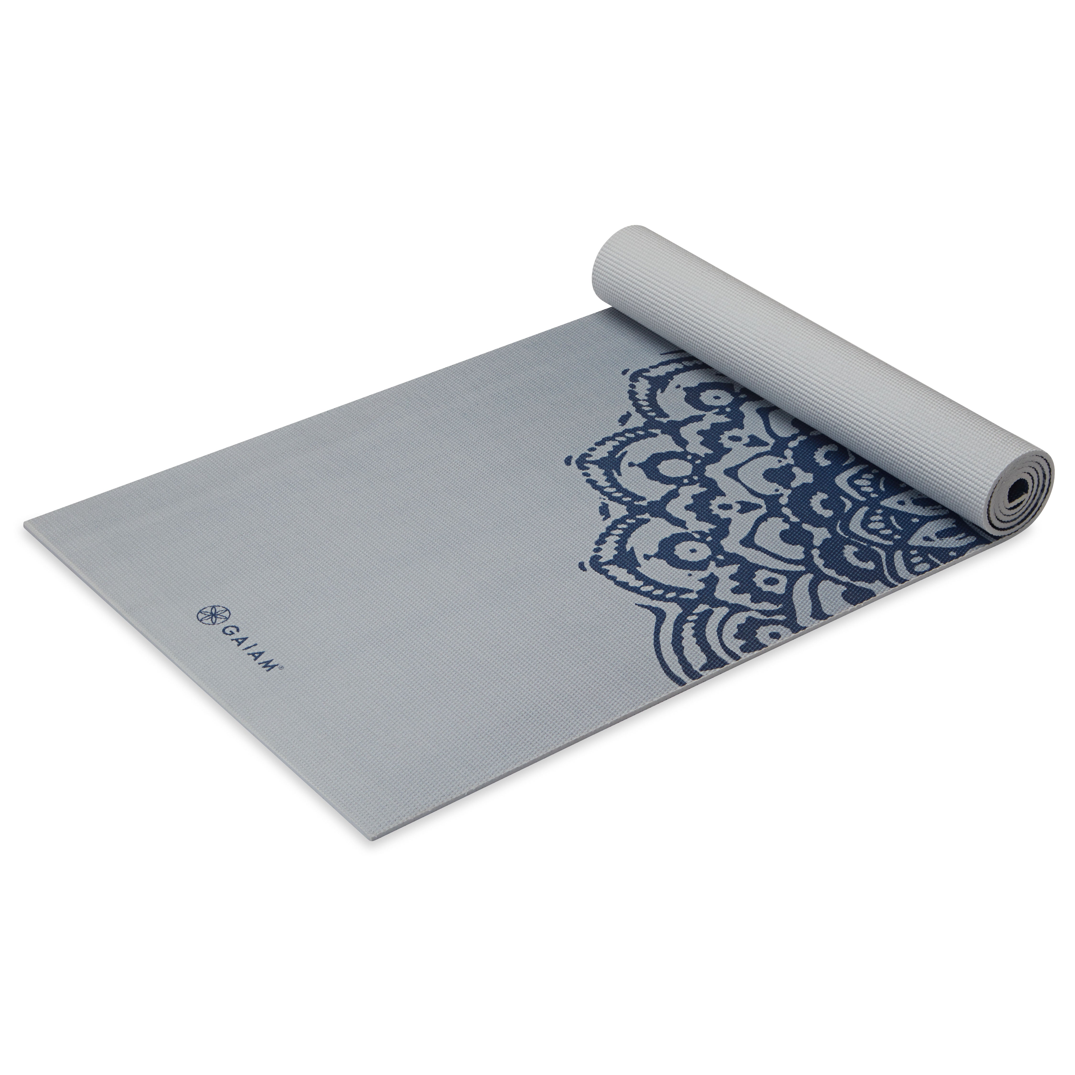 Gaiam Premium Indigo Fade Yoga Mat (6mm) top rolled angle