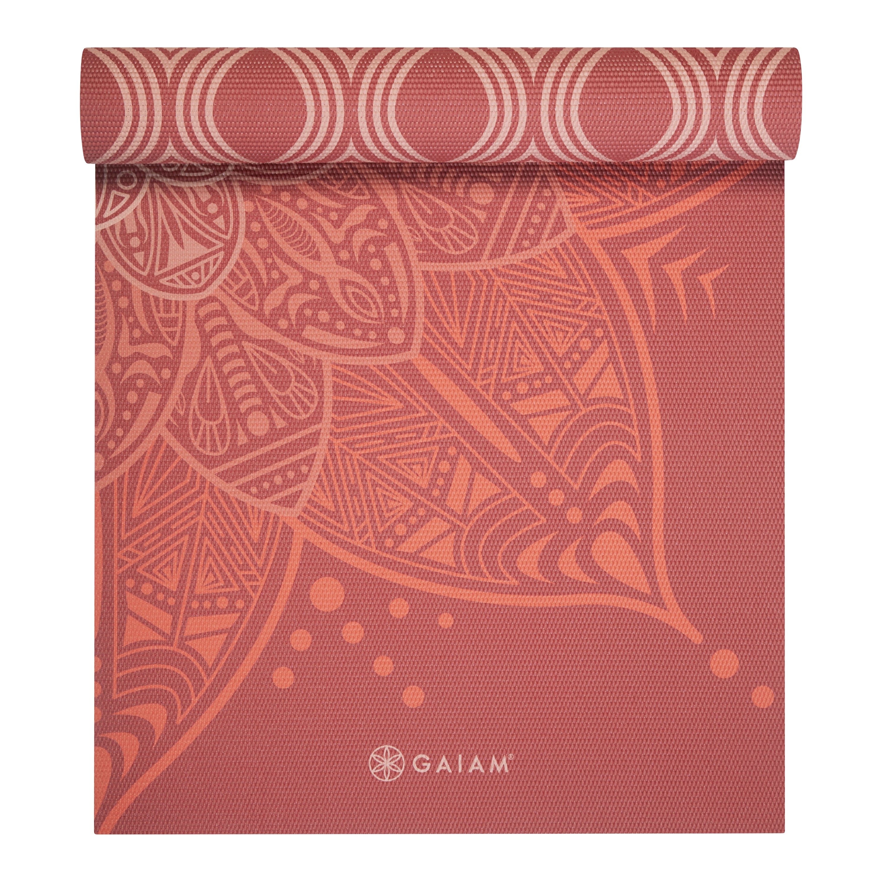 Gaiam Premium Reversible Changing Petals Yoga Mat (6mm) top rolled